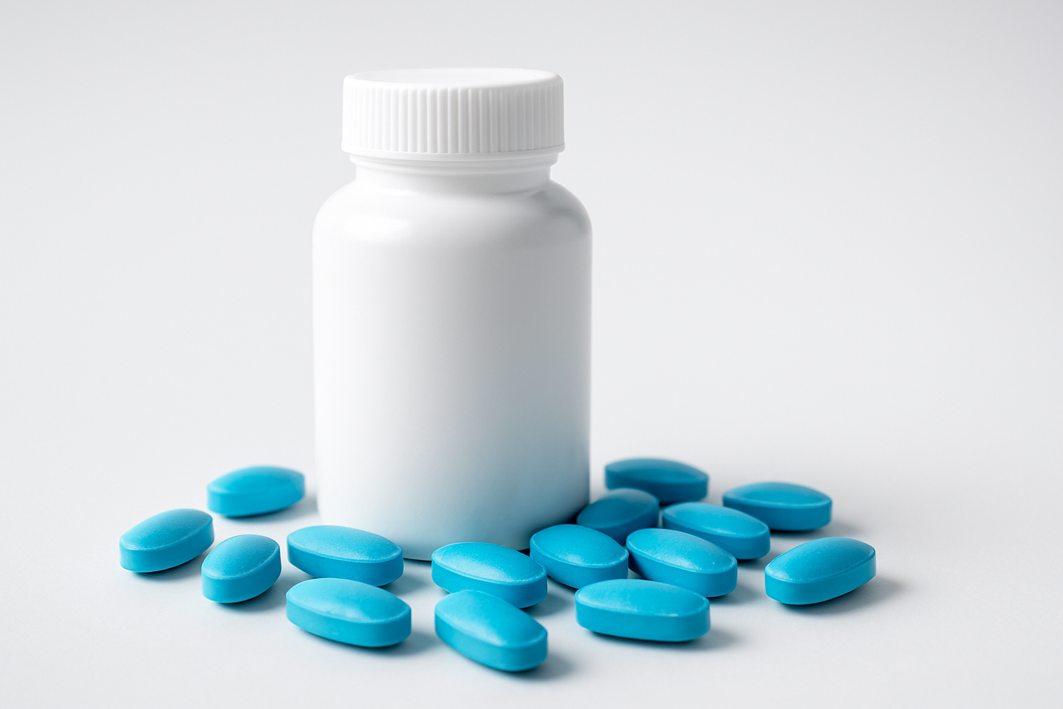 generami una foto tipica di un prodotto da farmacia magari delle pillole blu non lo so vitaminiche